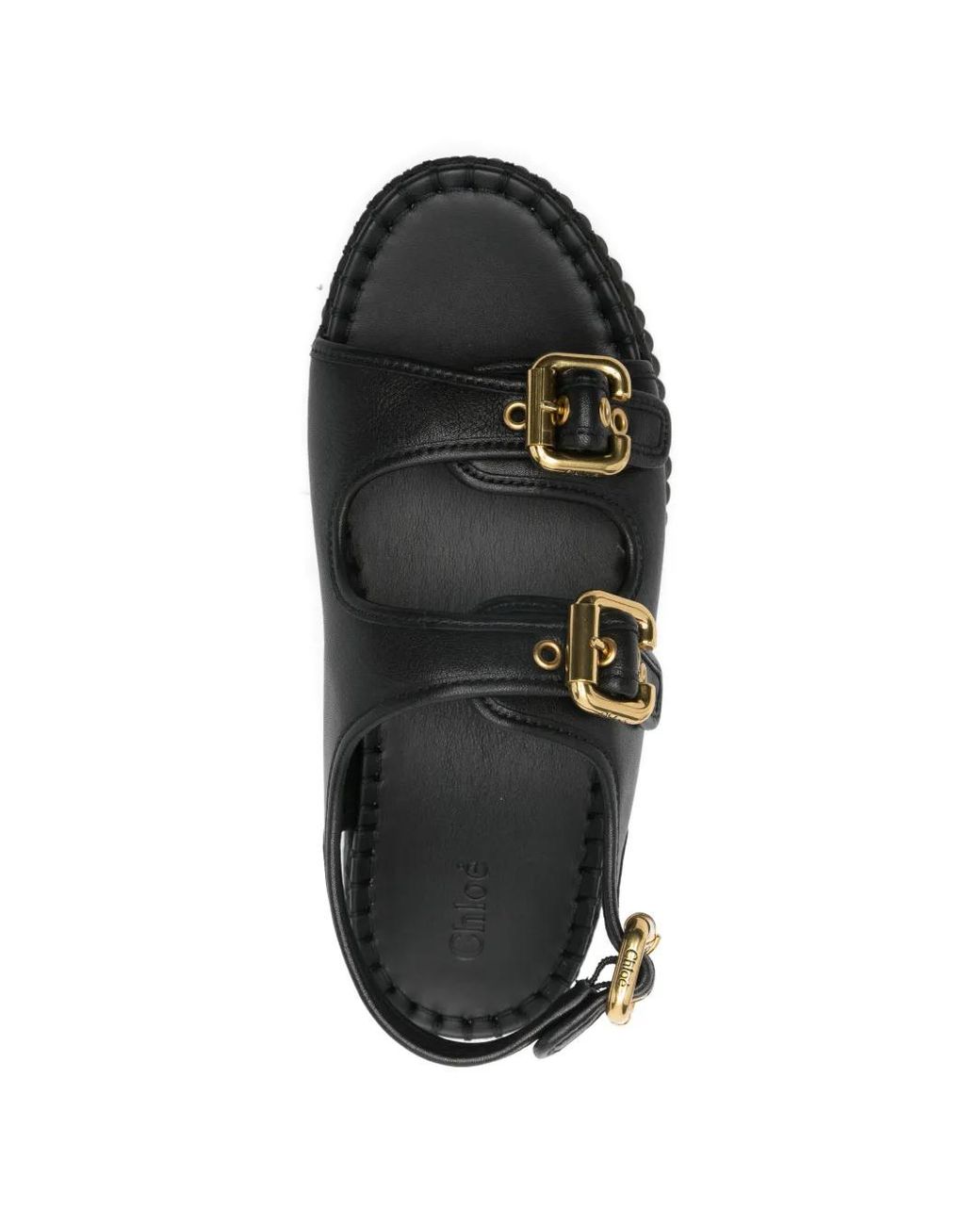 Chloé Black Nama Buckle Flatform Heeled Sandals
