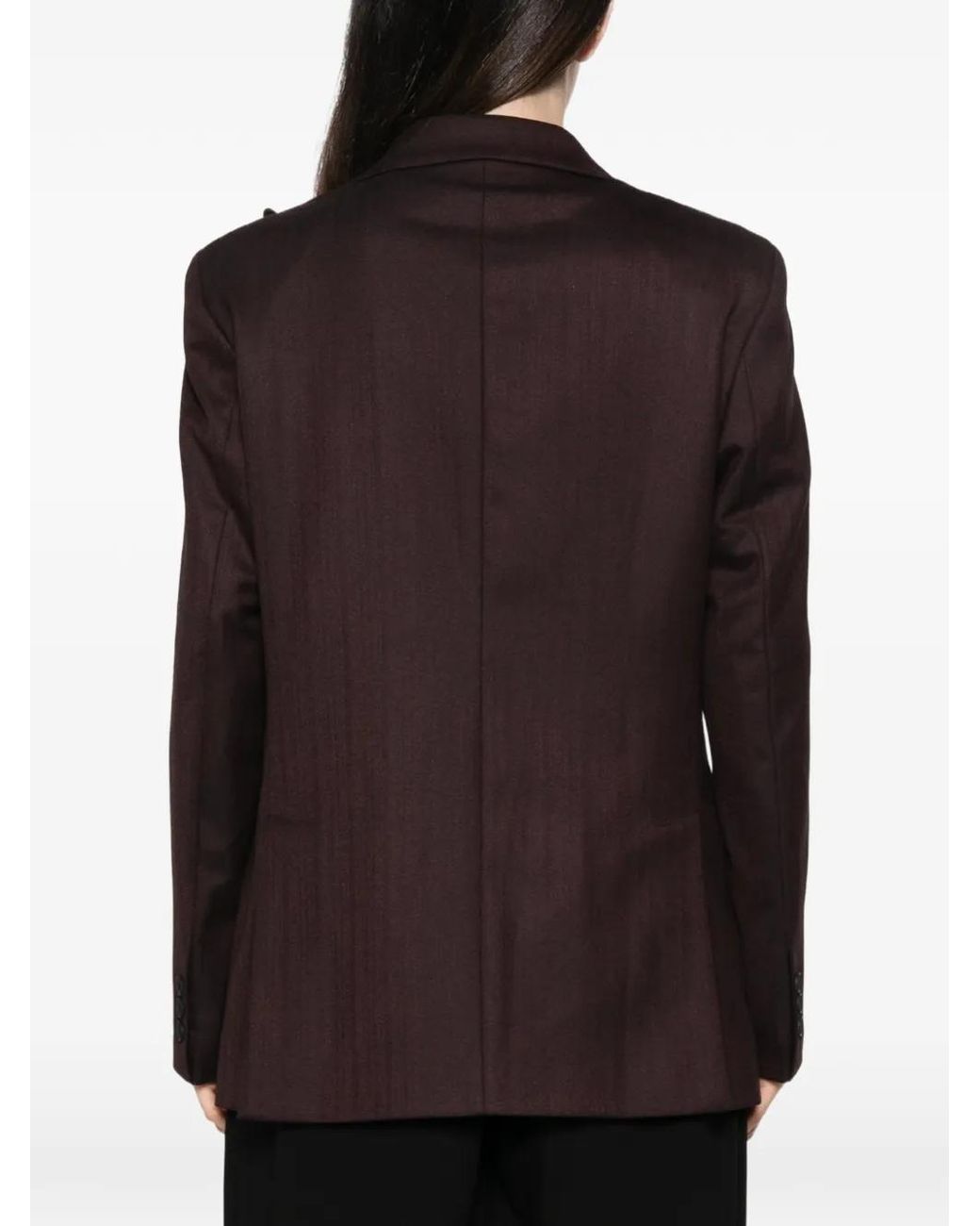 Mar De Margaritas Brown Herringbone Double-Breasted Blazer