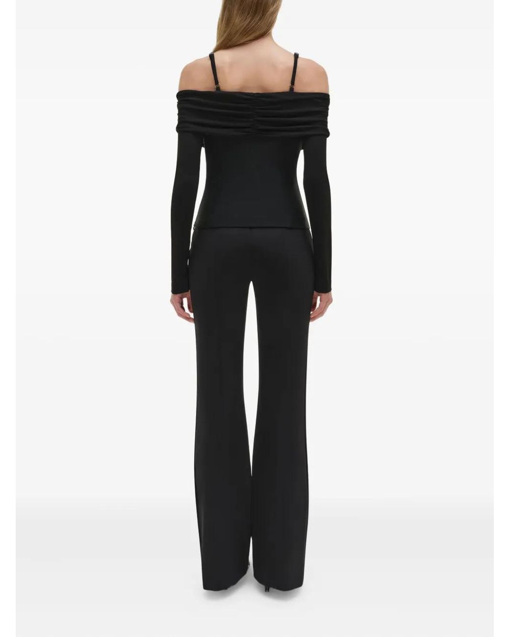 Jonathan Simkhai Black Hazel Jersey Gathered Off-Shoulder Top