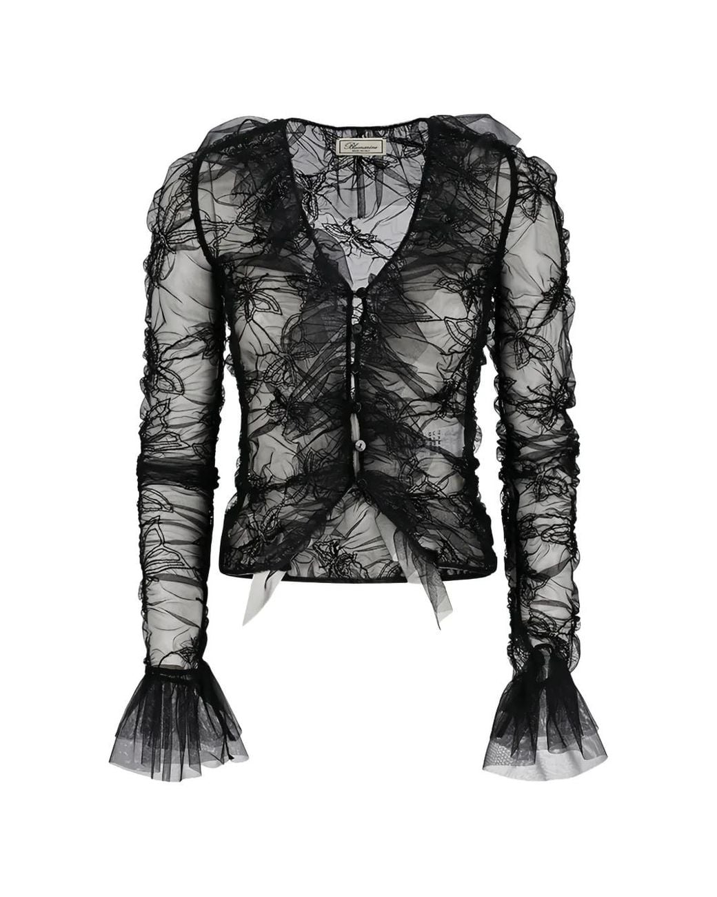 Blumarine Black Ruffled Net Blouse