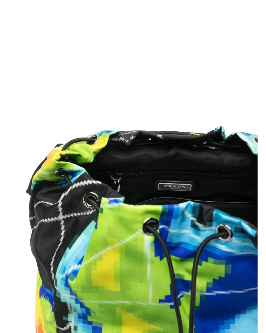 Prada Blue Pixel-Print Backpack for men