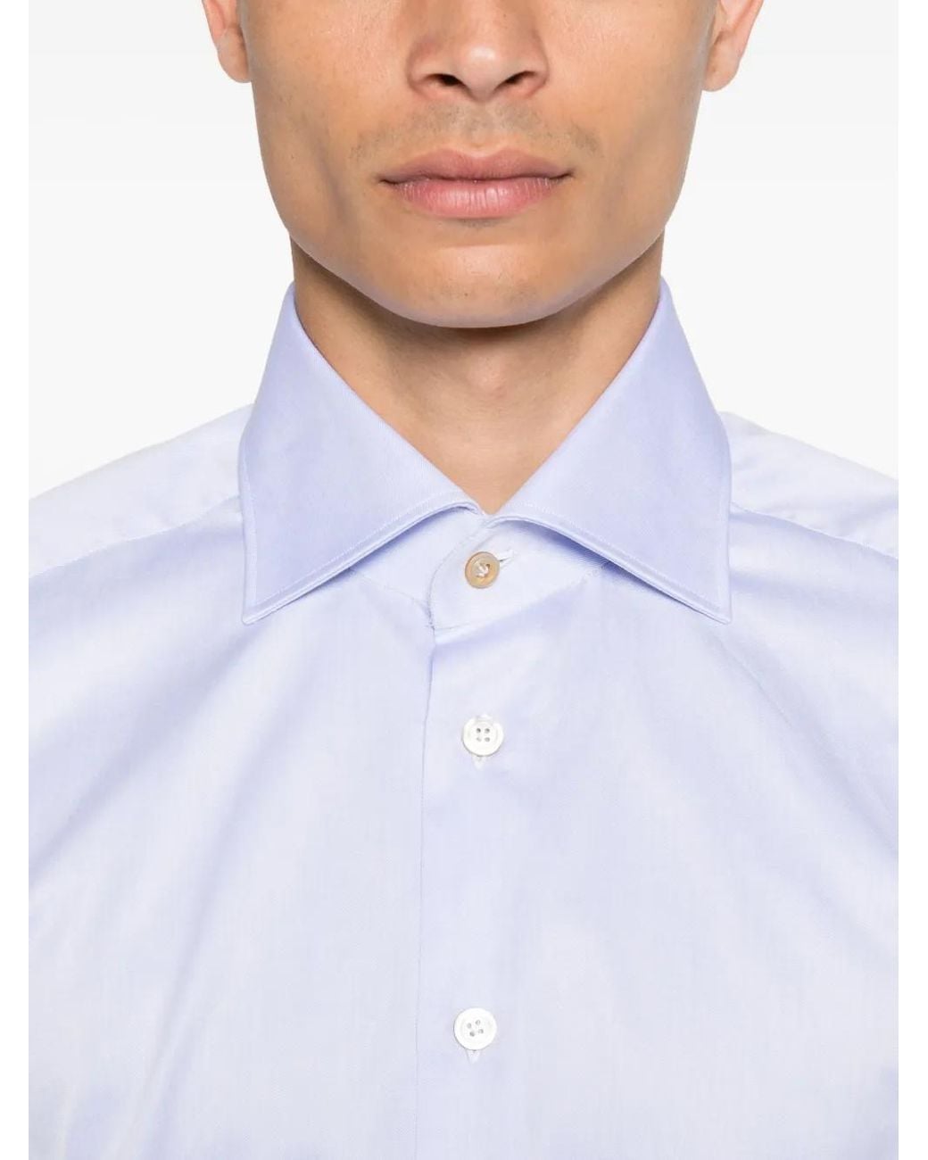 Kiton White Long-Sleeve Button-Down Shirt for men