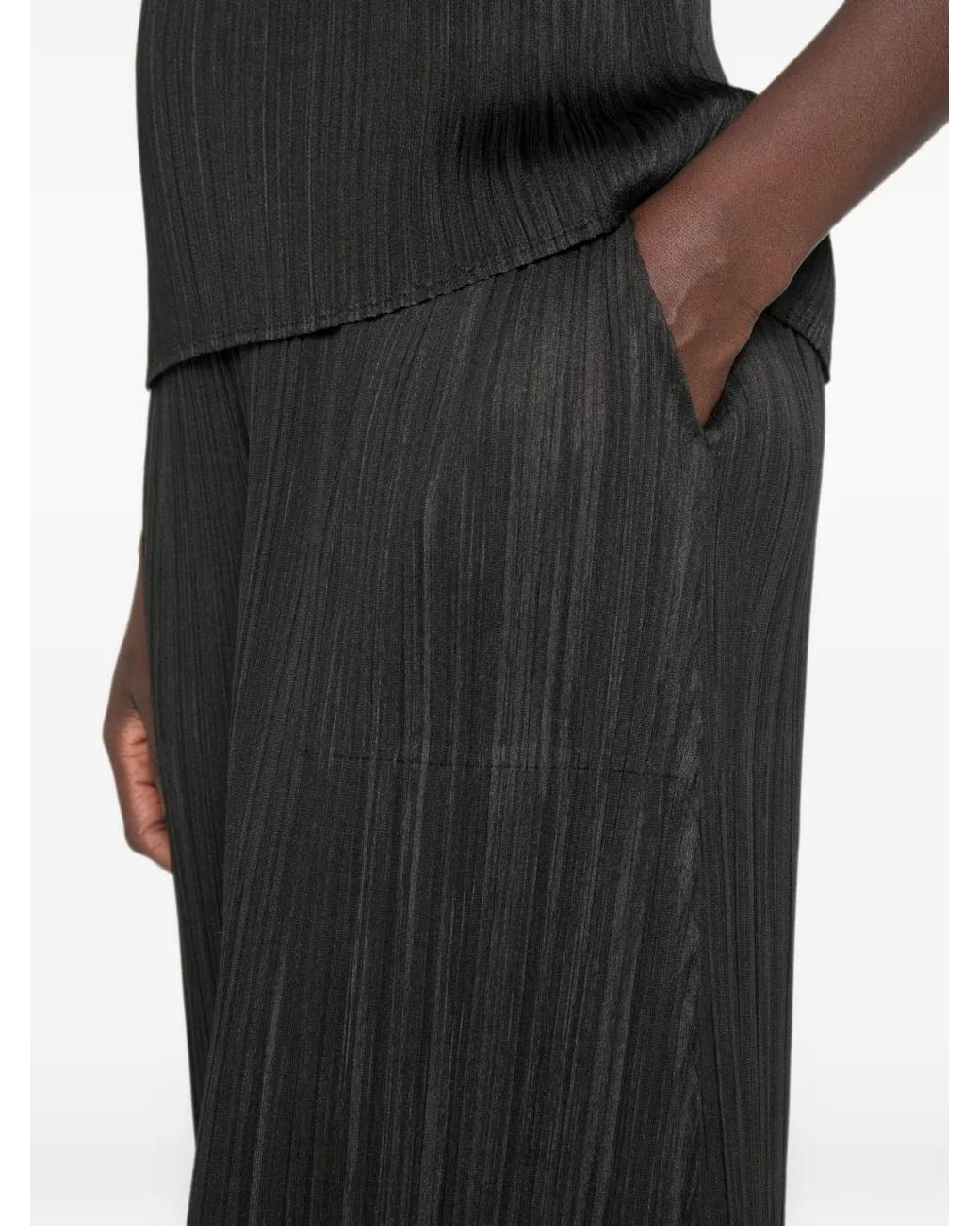 Pleats Please Issey Miyake Black Pantalon À Effet Plissé