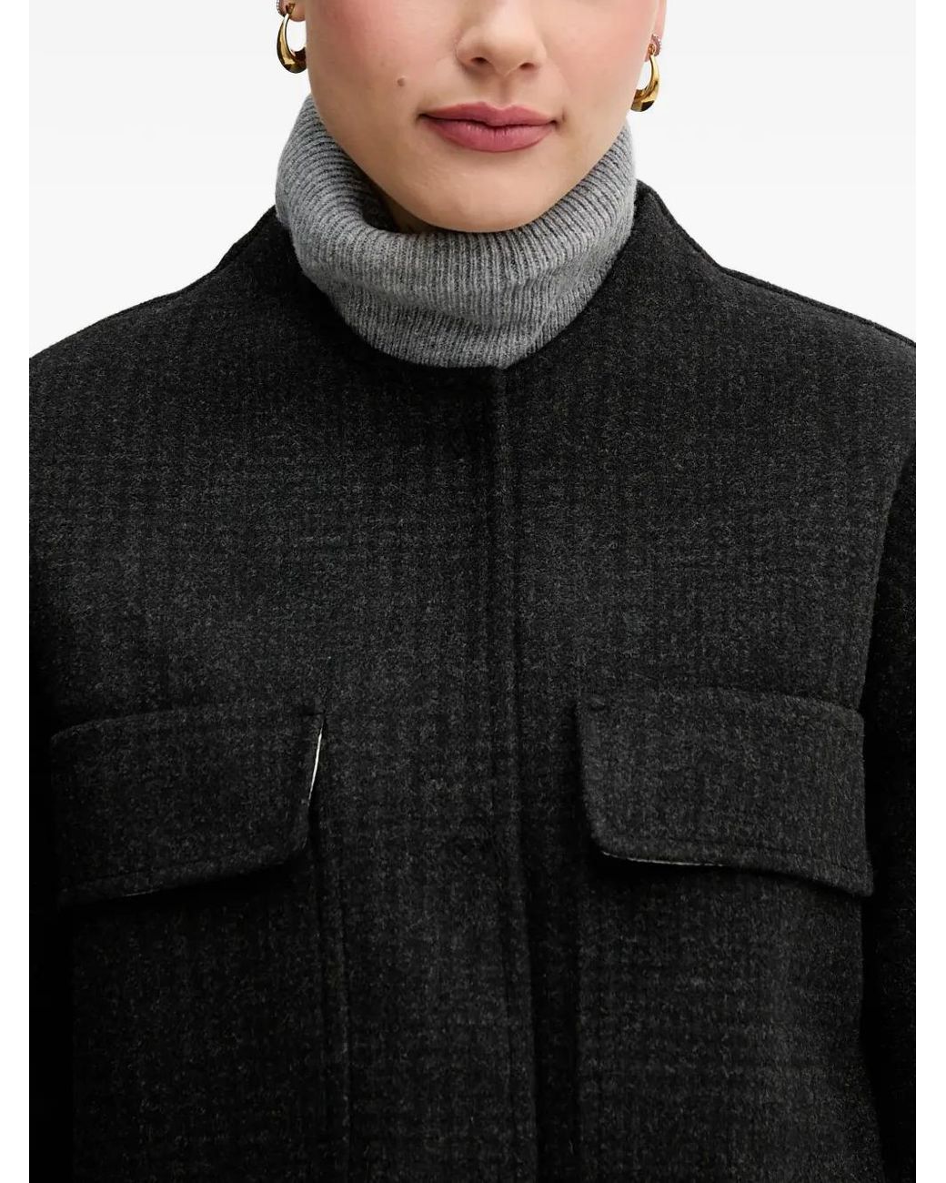 Sandro Ferrone Black Geknöpfte Jacke Mit Taschen