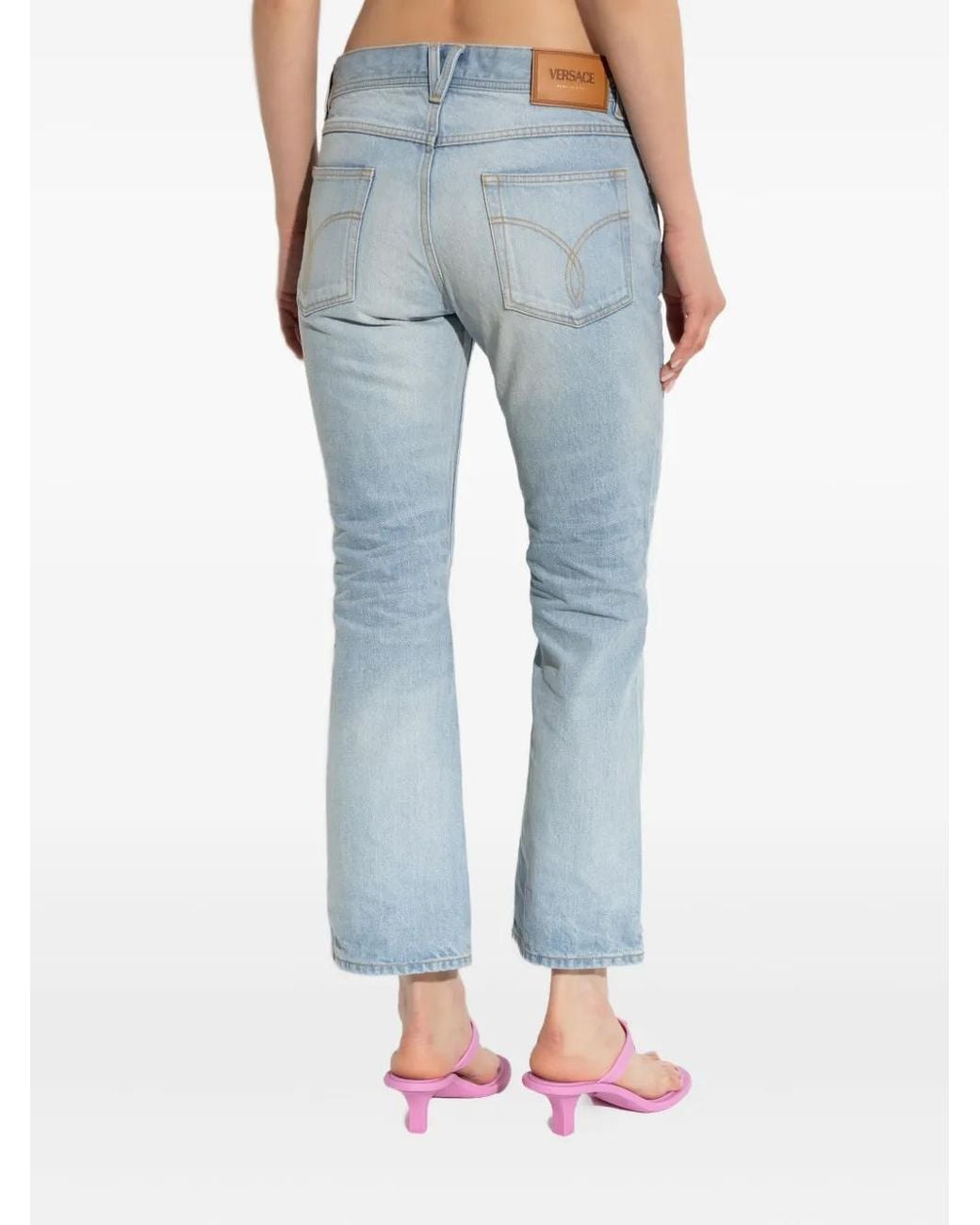 Versace Blue Logo-Patch Jeans