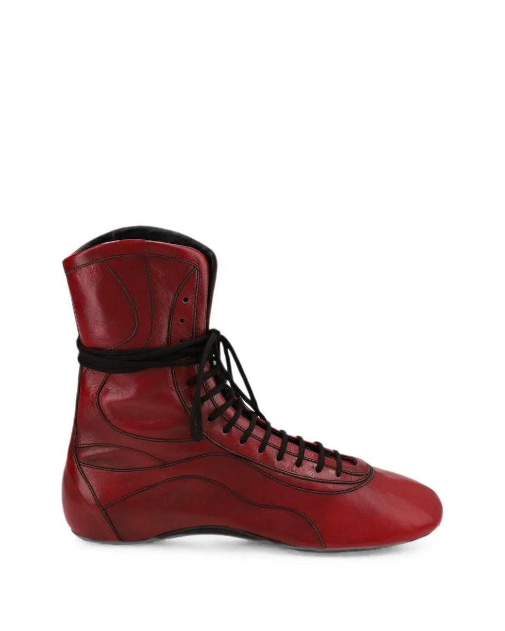 Dries Van Noten Red Leather High Top Sneakers for men