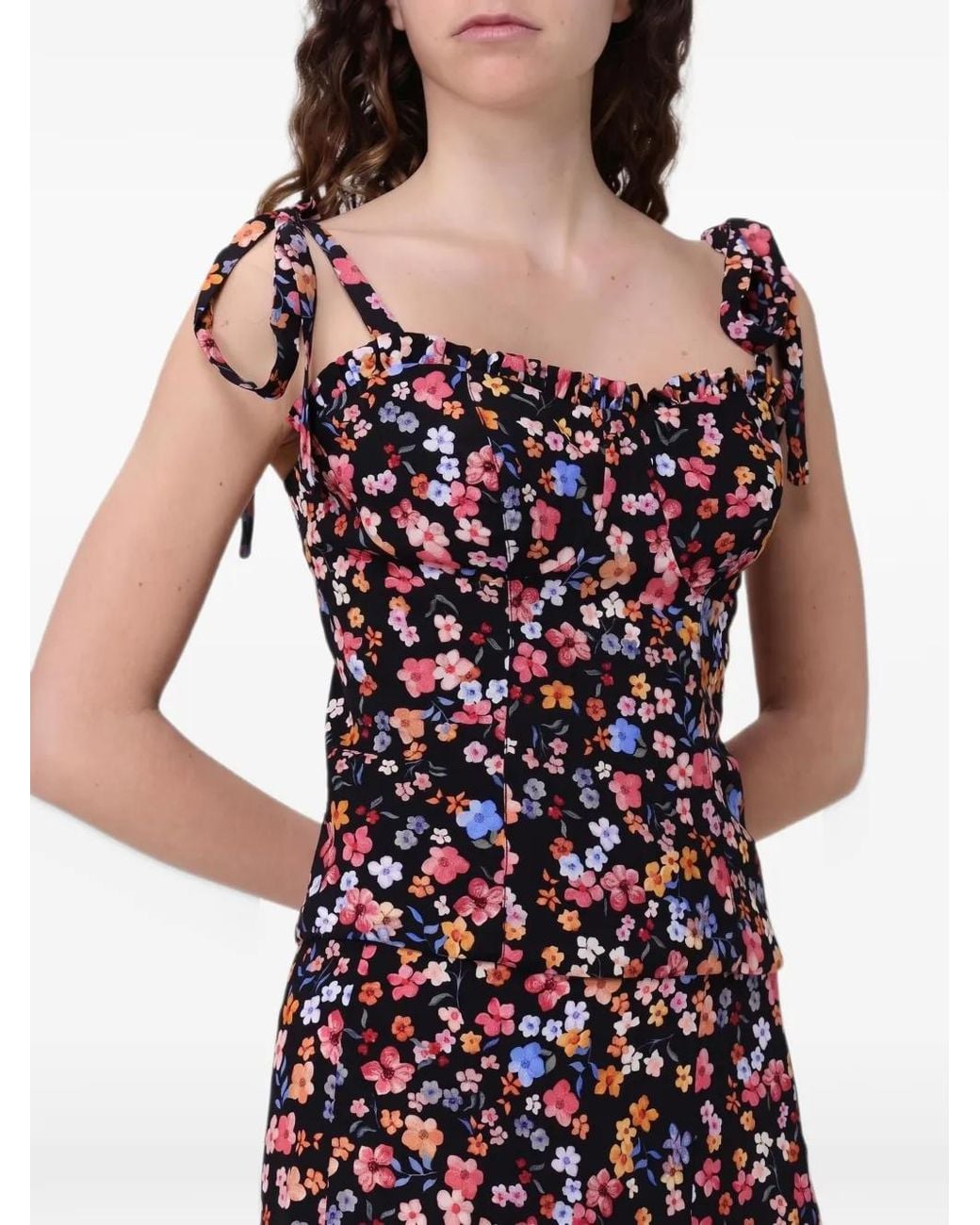 Mar De Margaritas Red Floral-Print Peplum Mini Dress
