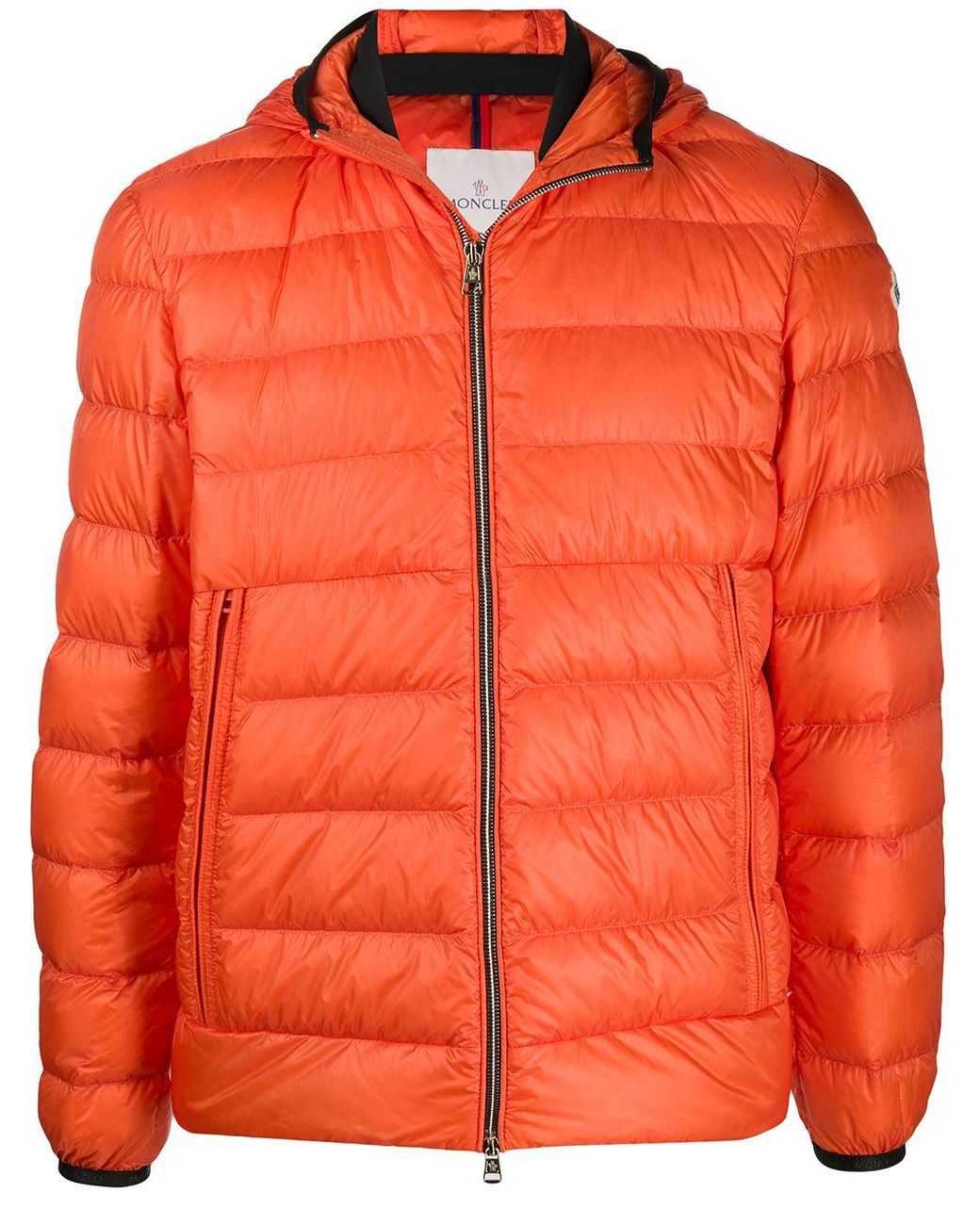 Moncler Hooded Padded Jacket in Orange for Men - Lyst