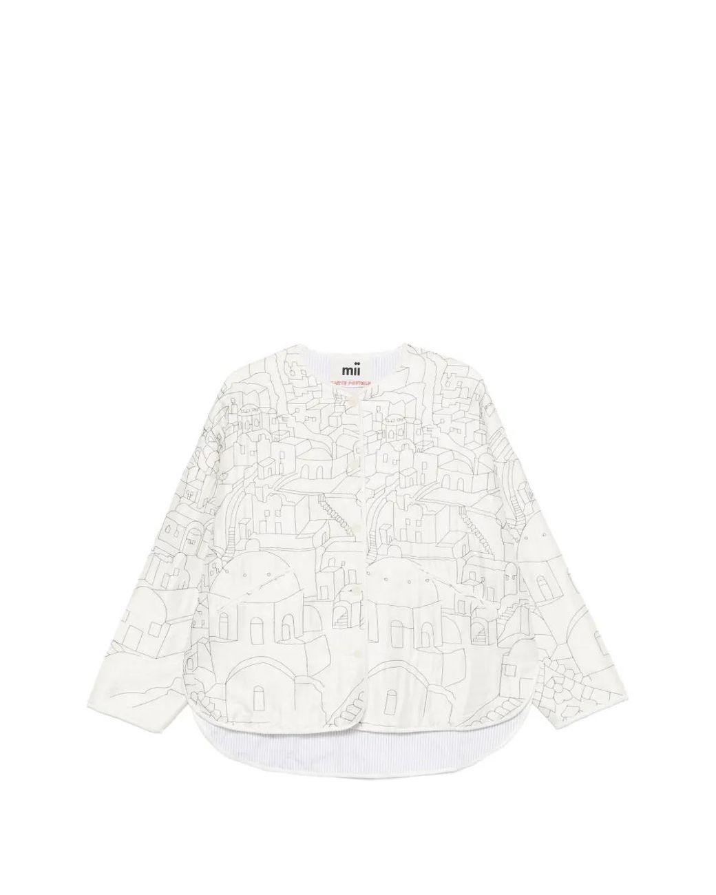 Mii White Diti Embroidered Collarless Jacket