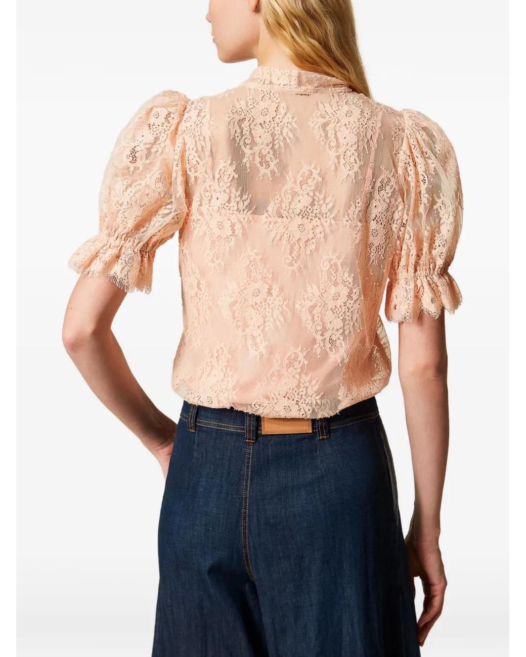 Twinset Pink Lace Shirt With Bow