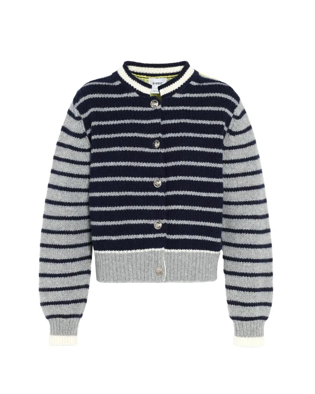 Barrie Blue Striped Chunky-Knit Cardigan