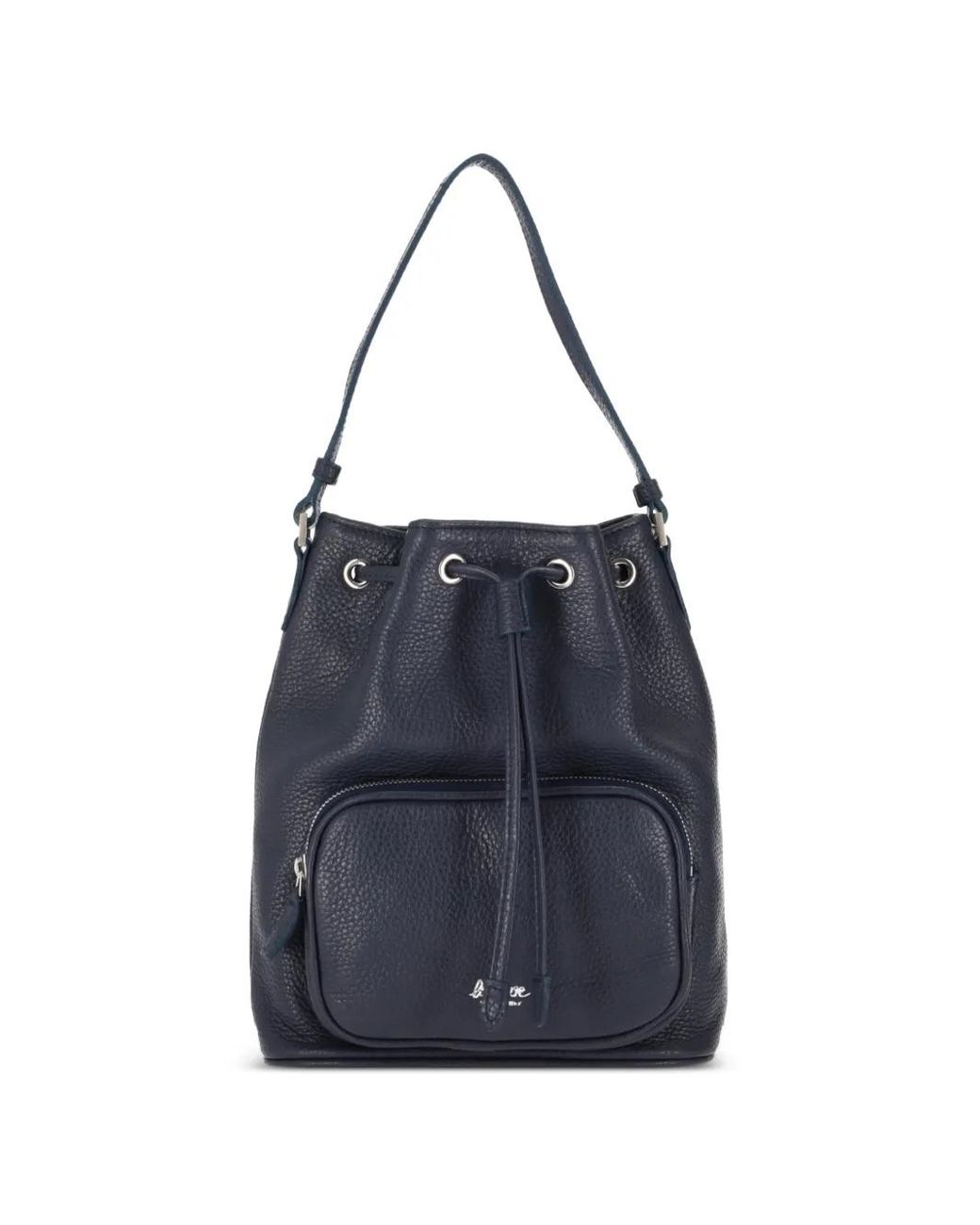 LA ROSE Blue Leather Bucket Bag