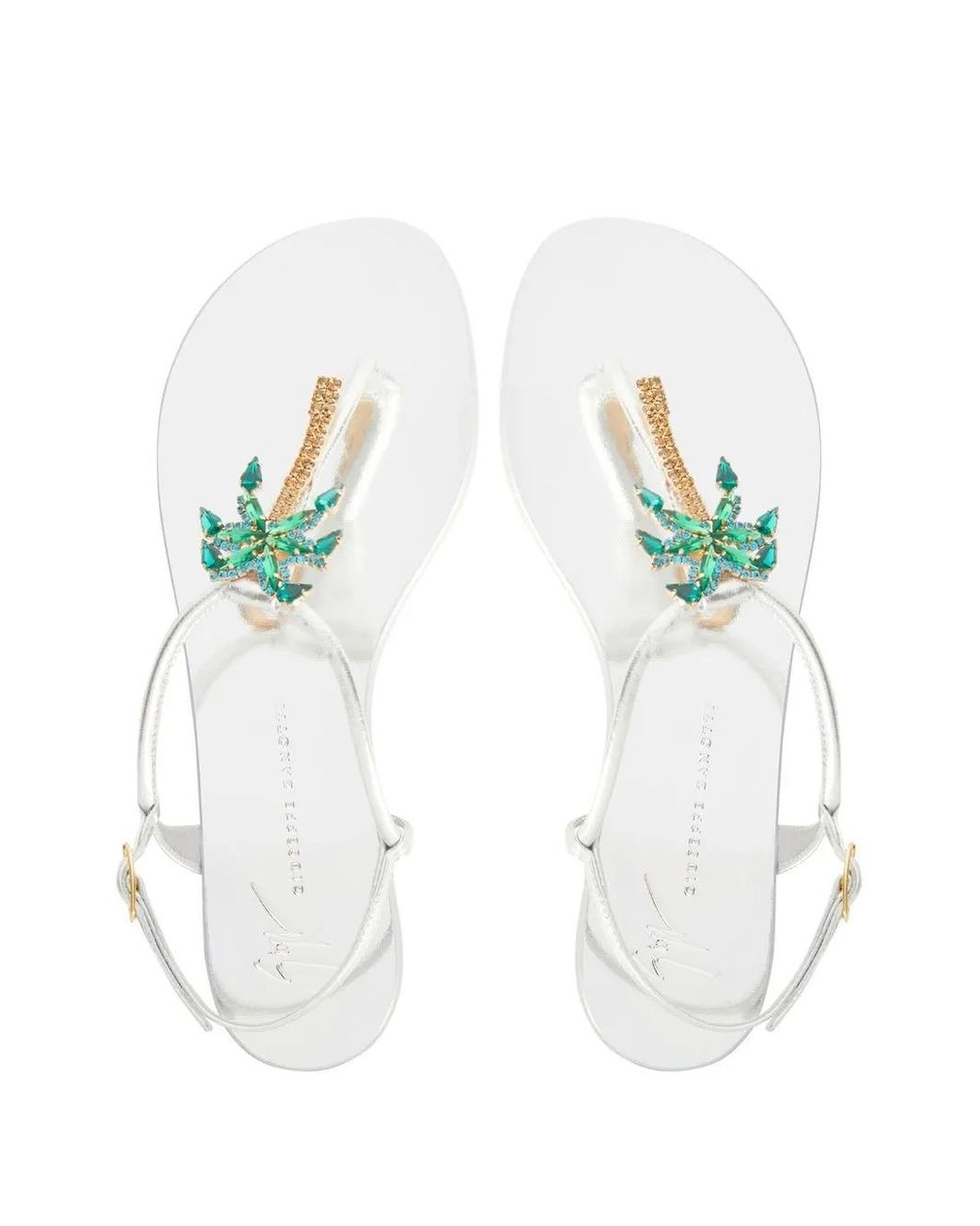 Giuseppe Zanotti White Venice Beach Leather Flat Sandals