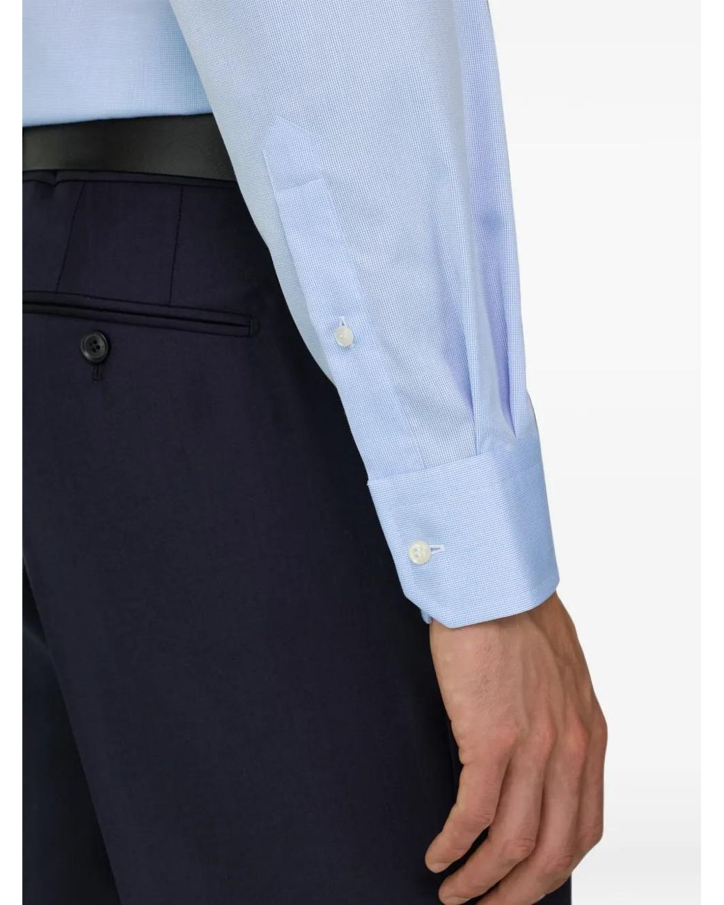 Boggi Blue Checked Cotton Non-Iron Regular-Fit Shirt for men