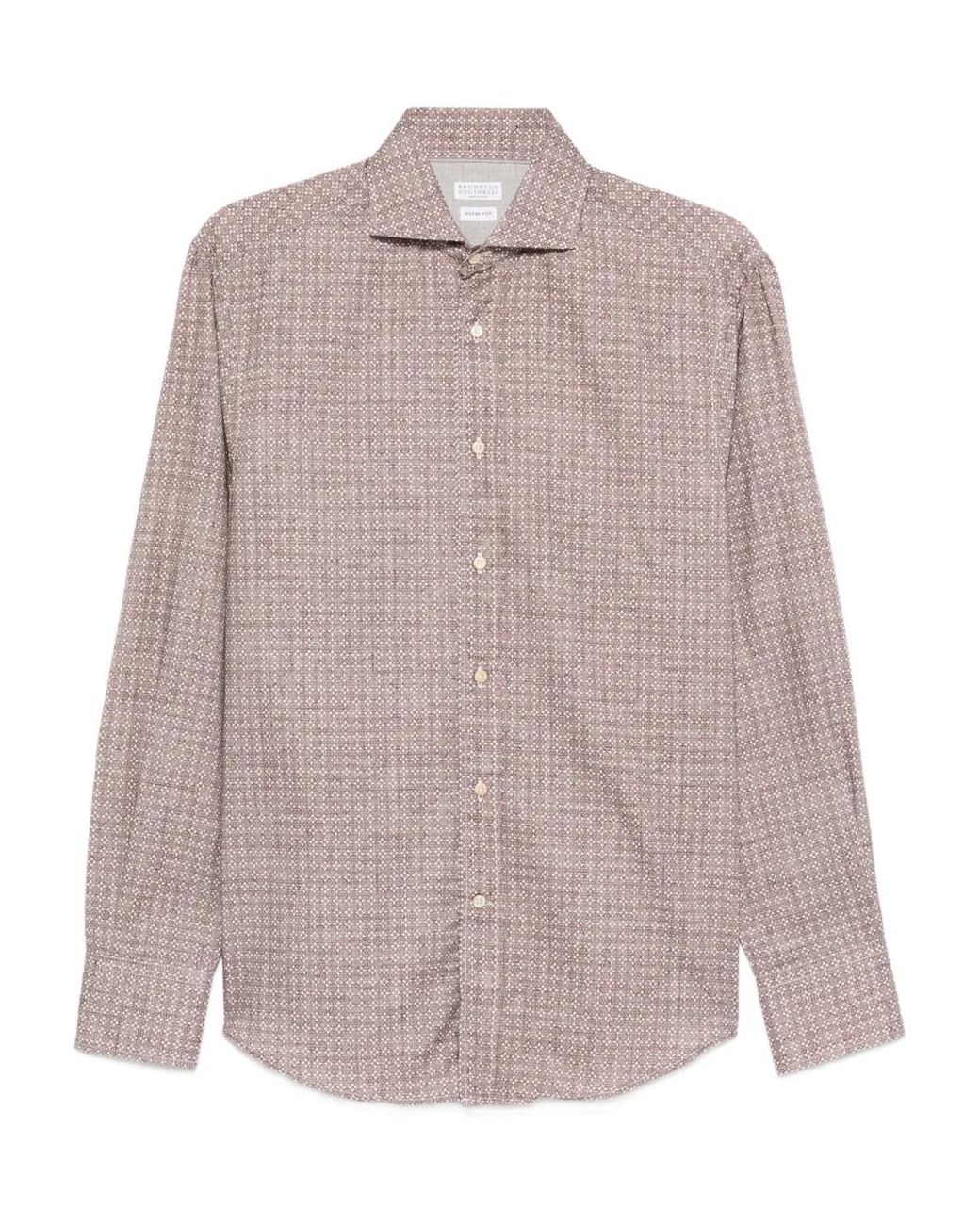Brunello Cucinelli Pink Patterned Shirt for men