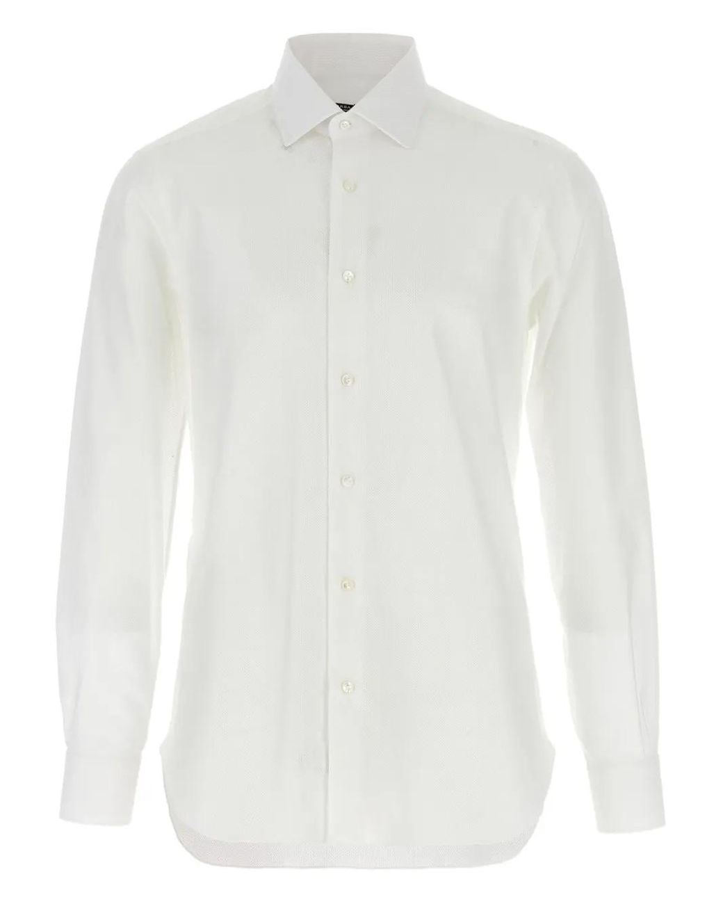 Barba Napoli White Honeycomb-Pattern Cotton Shirt for men