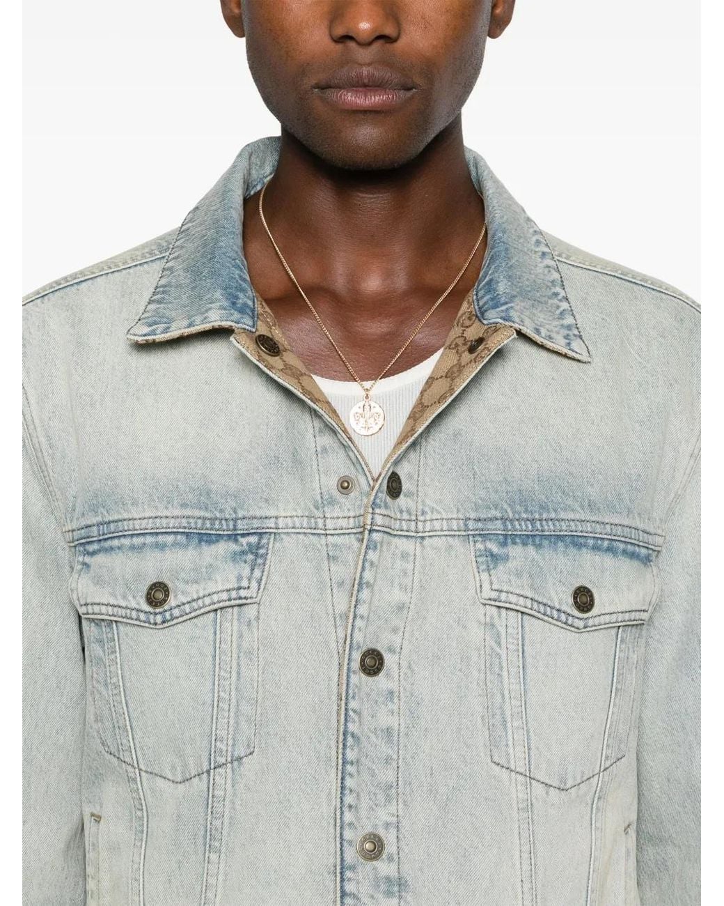 Gucci Natural Gg Canvas Reversible Denim Jacket for men