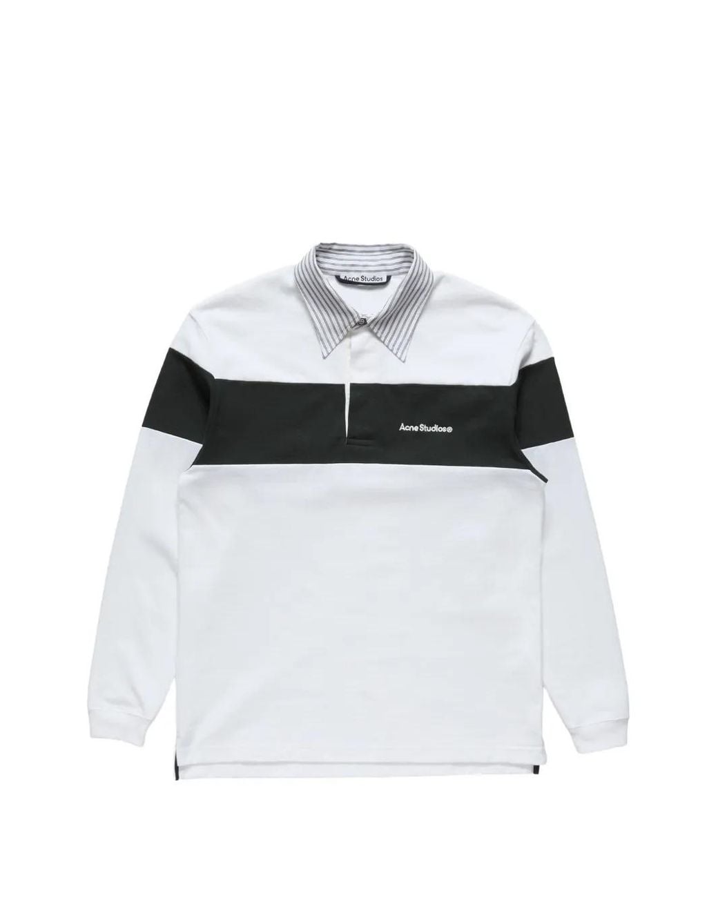 Acne White Striped Polo Sweatshirt for men