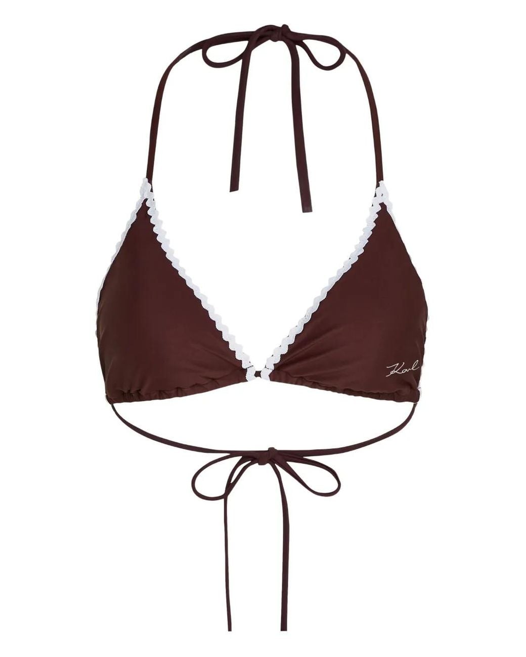 Karl Lagerfeld White Scallop-Trim Bikini Top