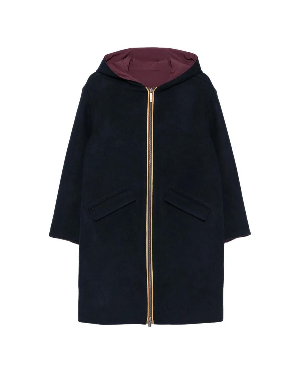 K-Way Blue Hooded Zip-Up Coat