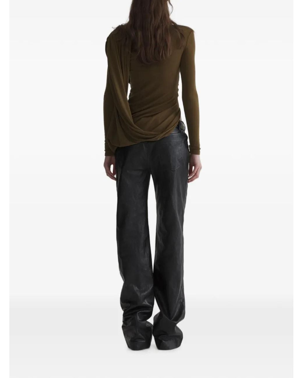 Mugler Black Low-Waist Masculine Leather Trousers