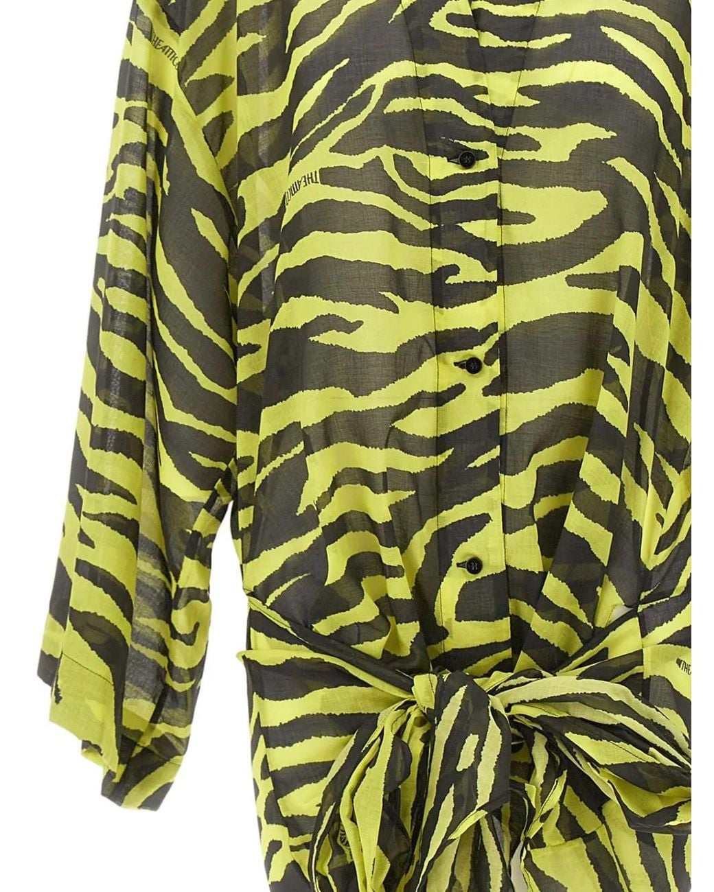 The Attico Green Zebra Print Wrap Dress