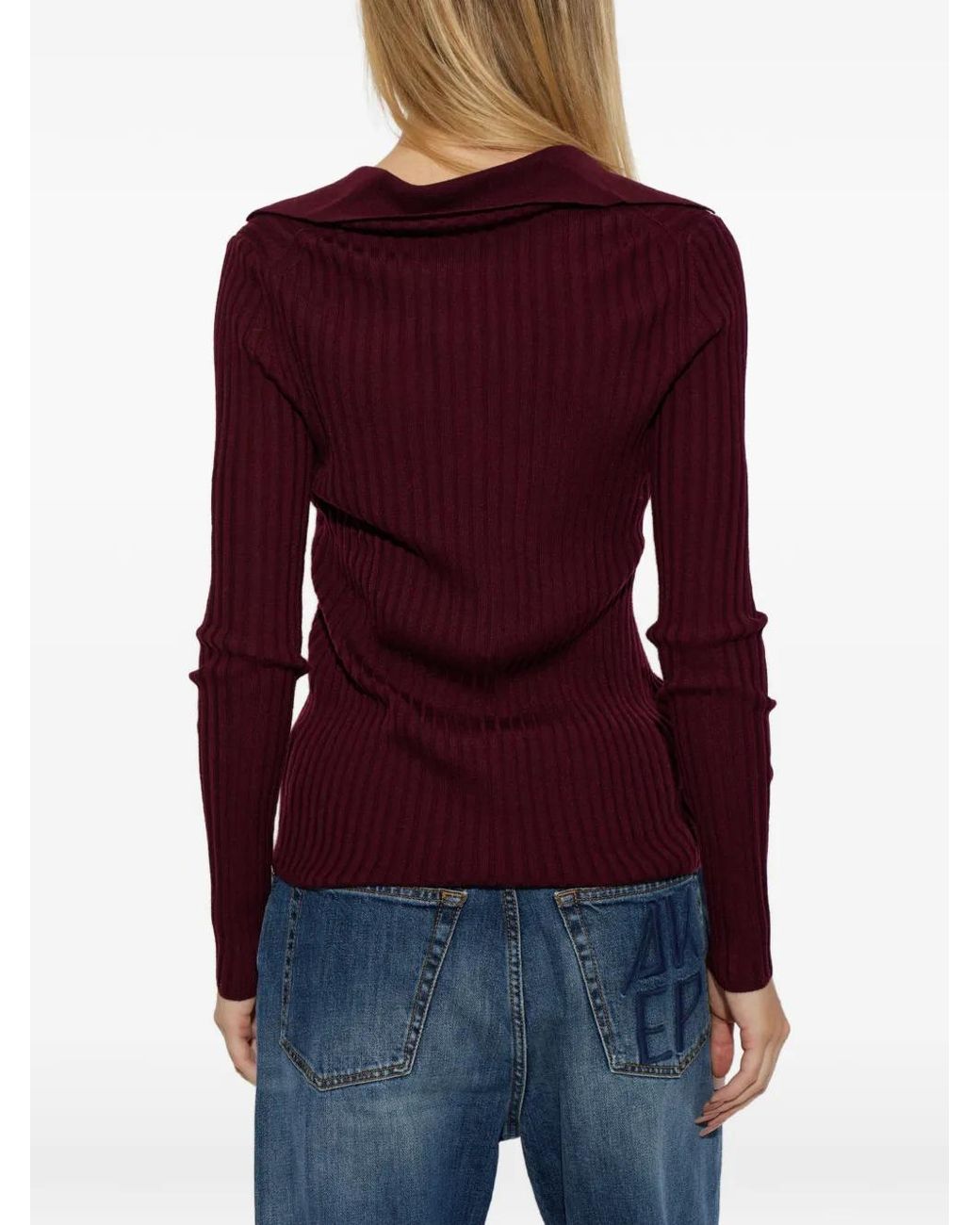 Akep Purple Ribbed-Knit Wool Sweater