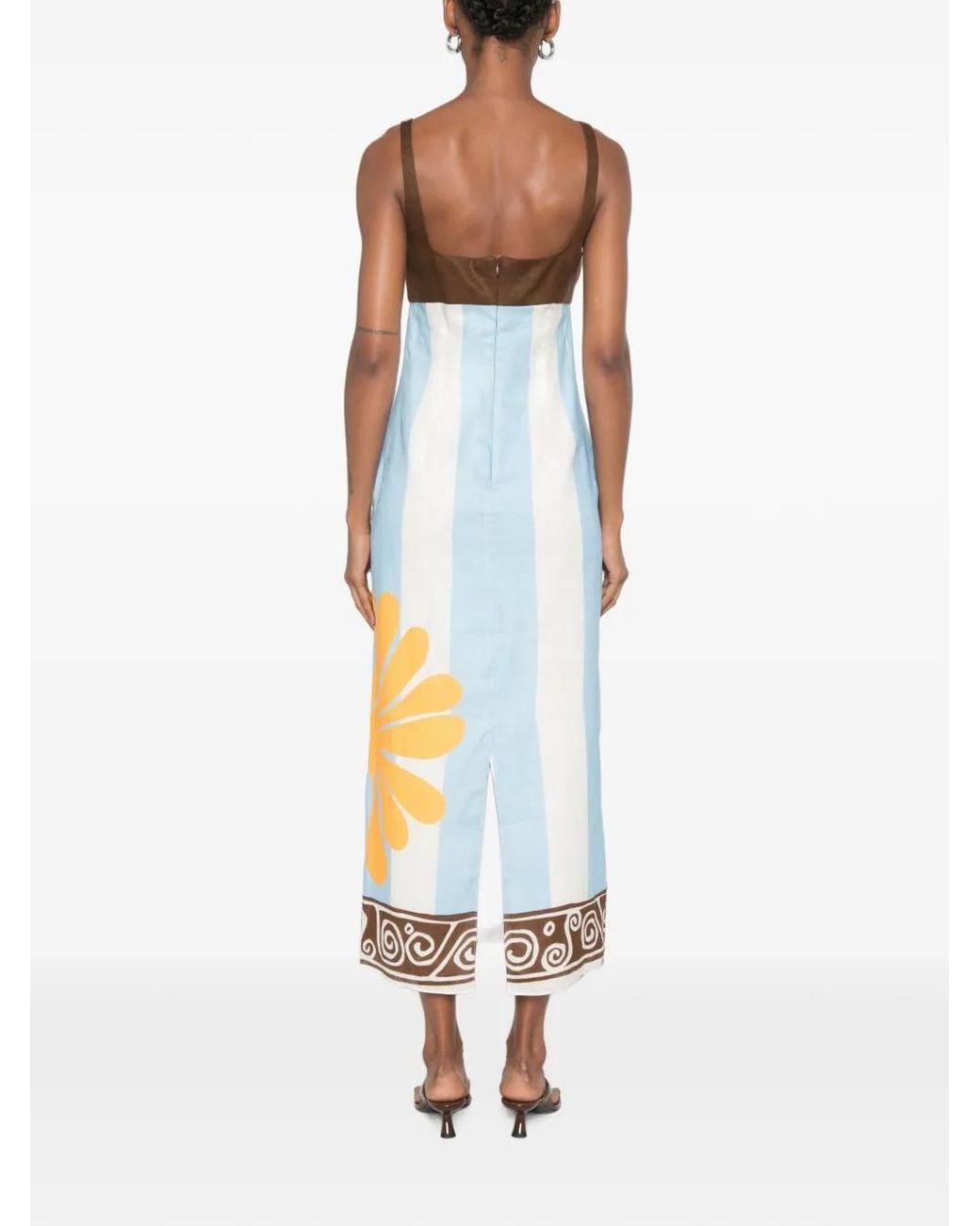Cala De La Cruz Metallic Nara Striped Midi Dress