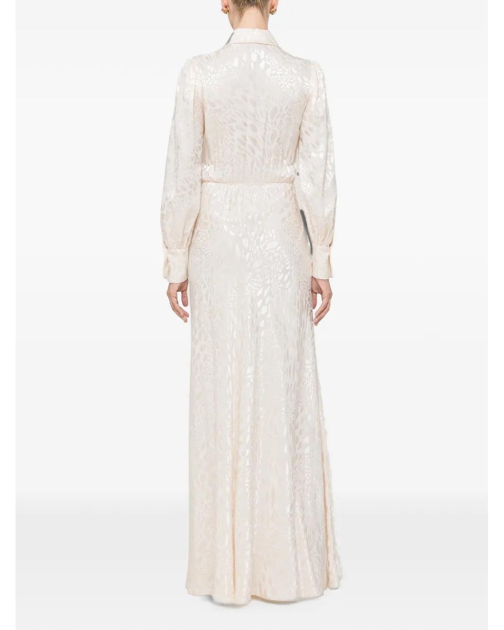Nissa White Leopard-Print Viscose-Blend Midi Dress
