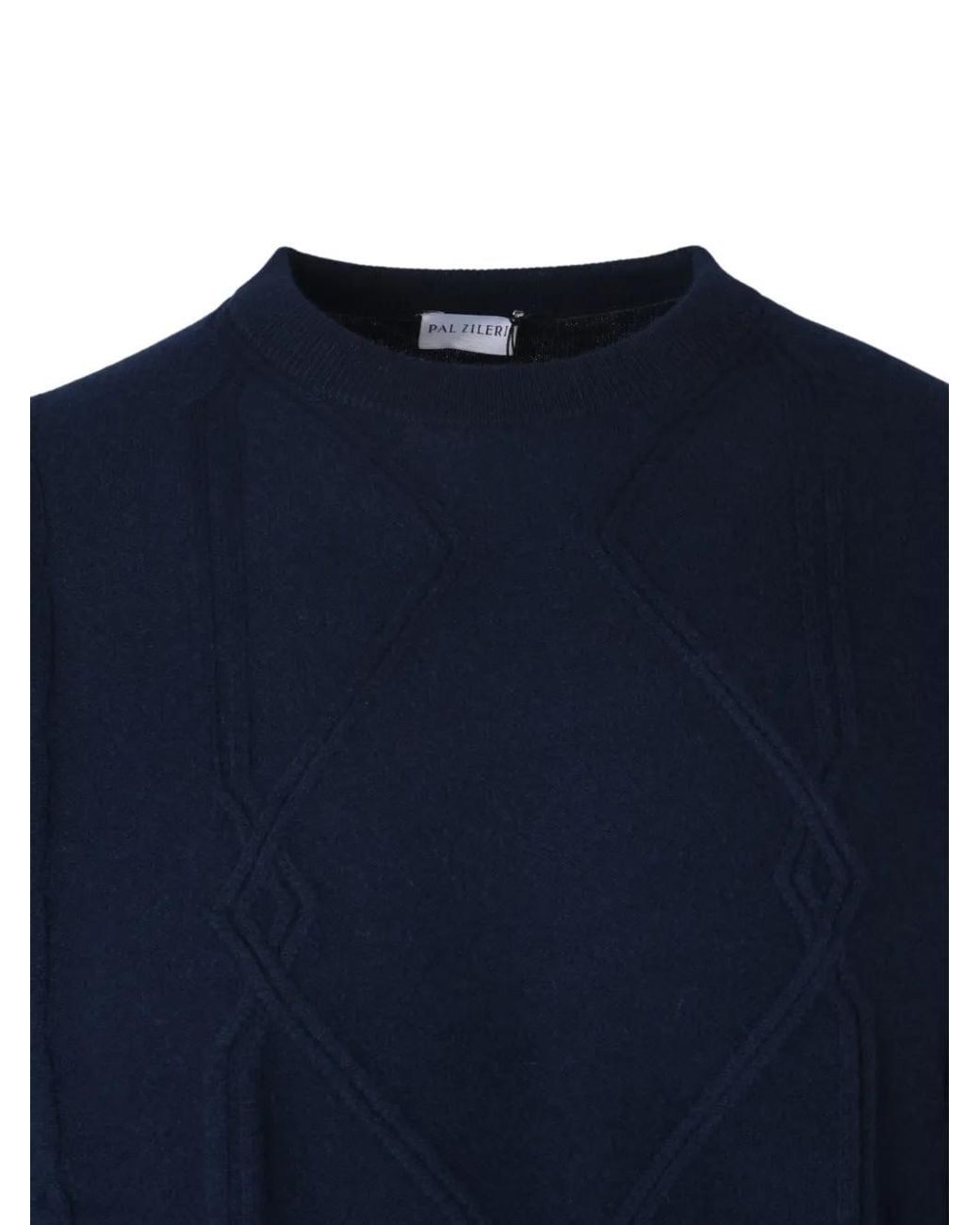 Pal Zileri Blue Cable-Knit Diamond-Pattern Sweater for men