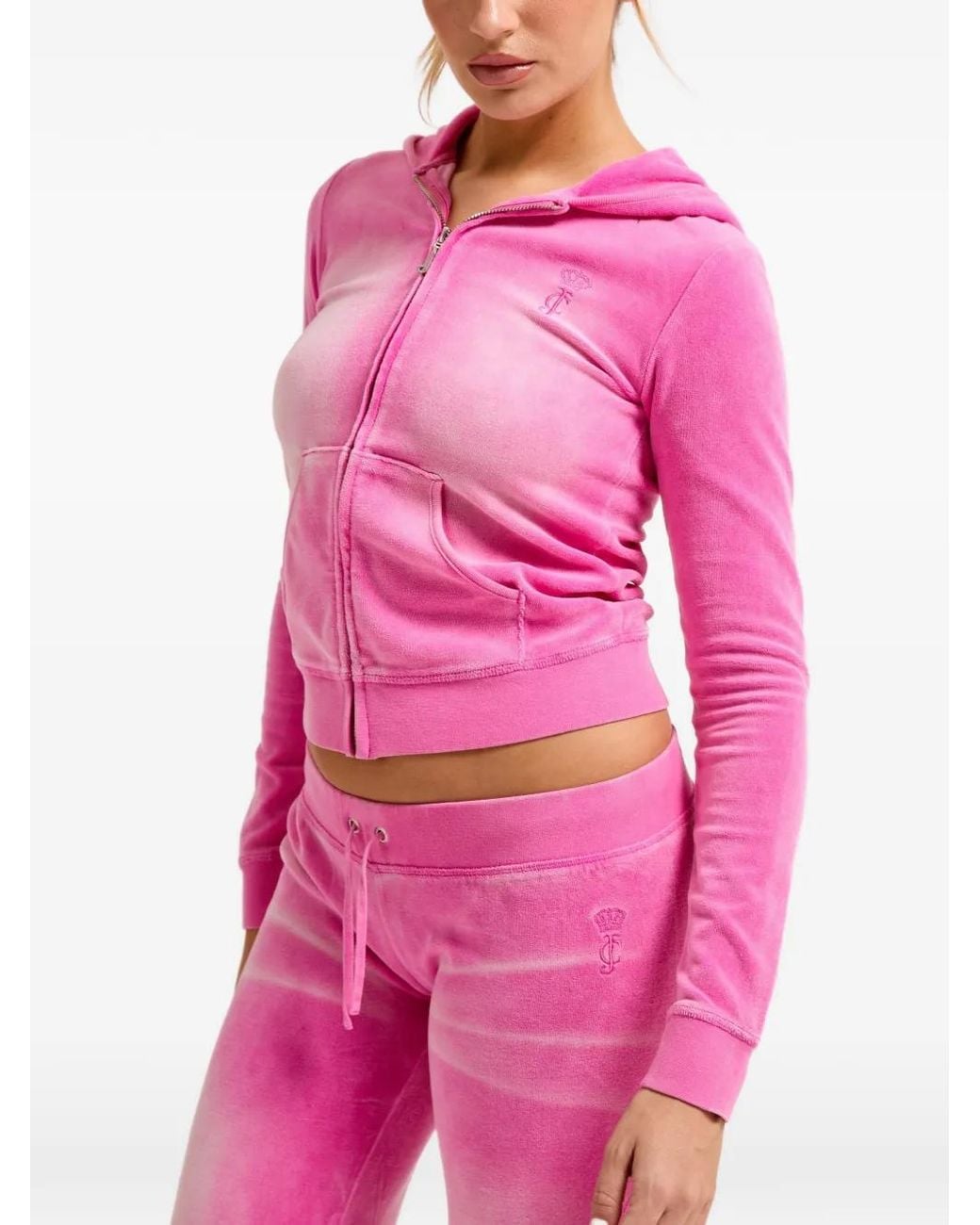 Juicy Couture Pink Hoodie À Effet Délavé Zippé