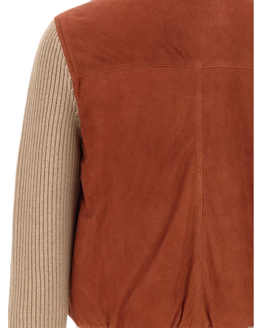 Volfagli Brown Elmo Suede-Leather Jacket for men