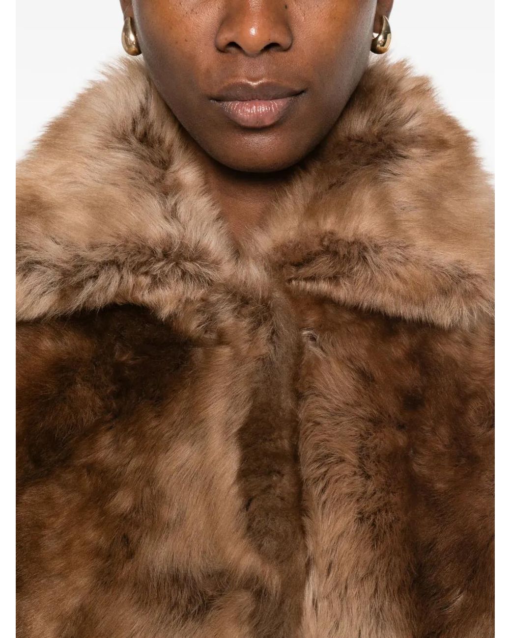 Emmeci Brown Veste Silvia En Peau Lainée