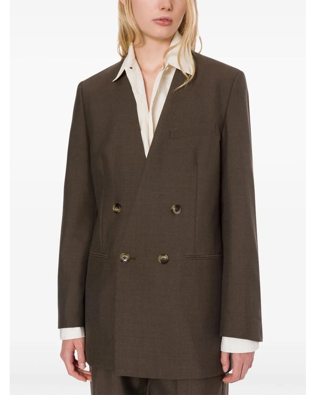 Philosophy Di Lorenzo Serafini Green Lapeless Double-Breasted Blazer