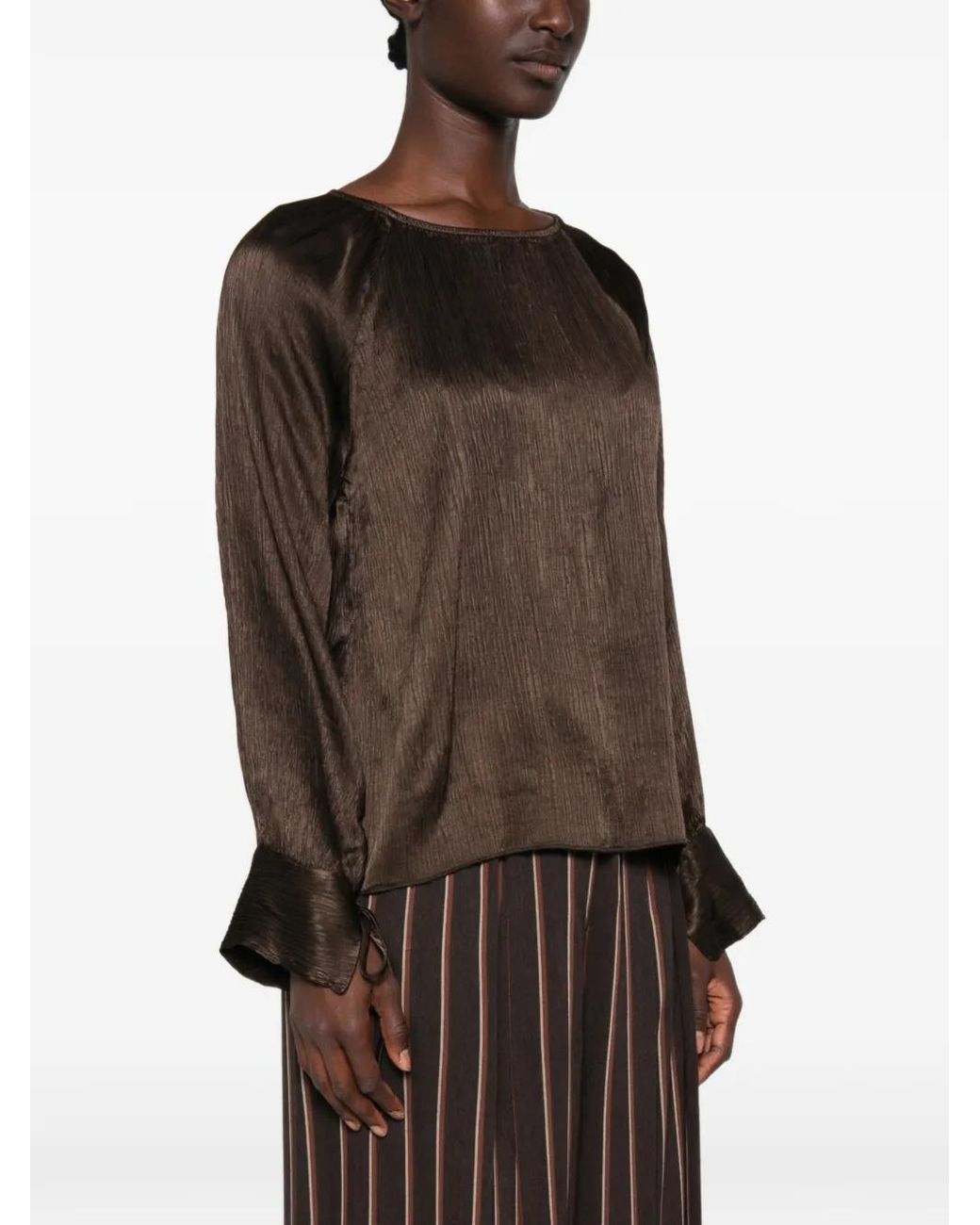 Dixie Brown Crinkled Raglan-Sleeve Top