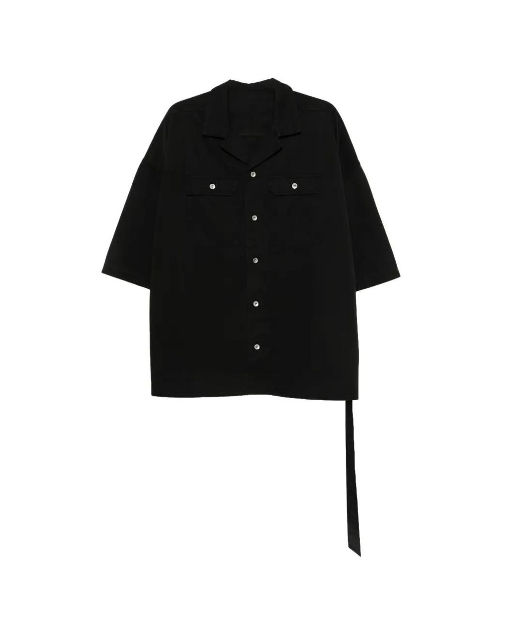 Rick Owens Black Chemise Boutonnée À Manches Courtes for men