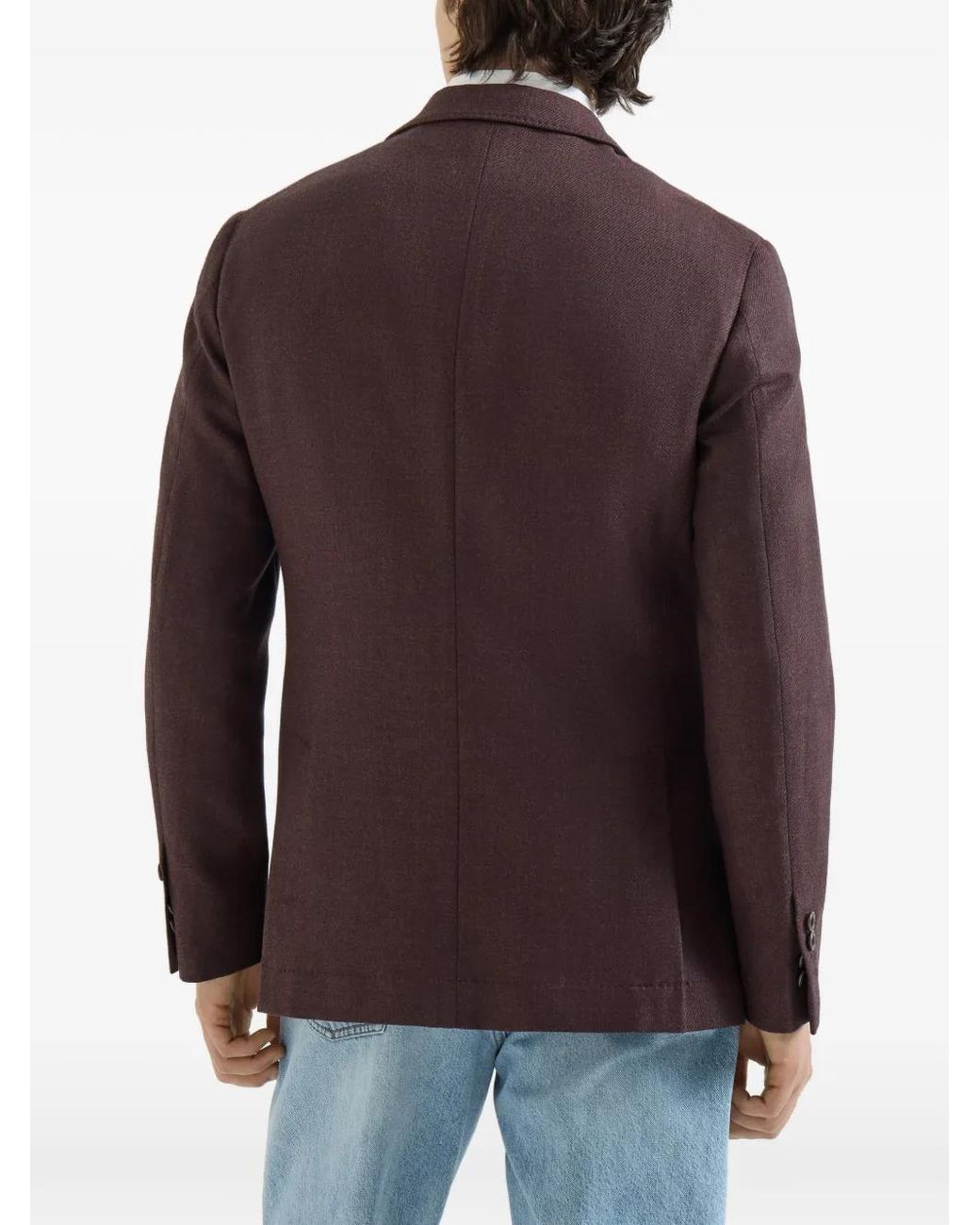 Brunello Cucinelli Brown Mouliné Virgin-Wool Twill Deconstructed Blazer for men