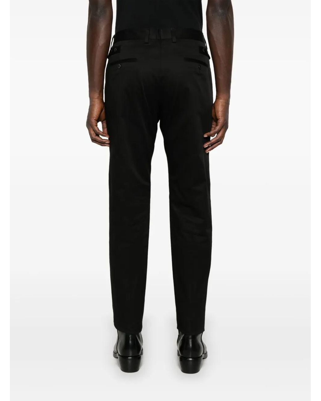 Dolce & Gabbana Black Logo-Embroidered Tapered Leg Cotton Trousers for men