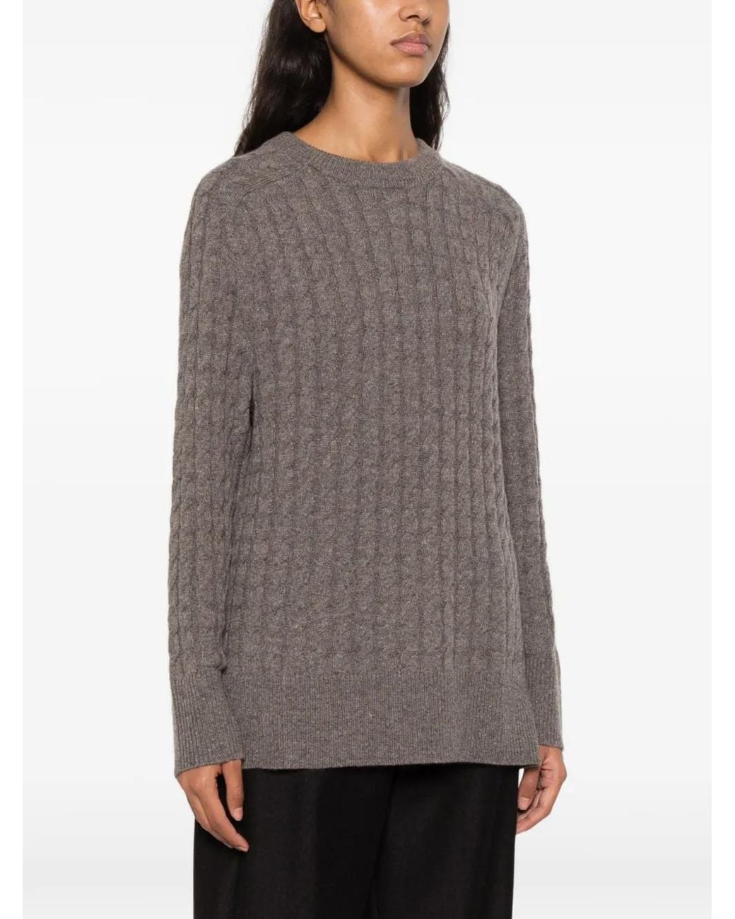 Gant Gray Wool Cable-Knit Sweater