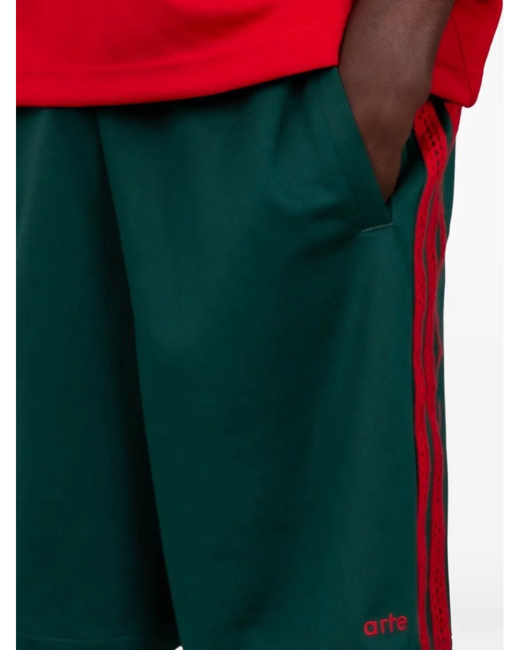 Adidas Green X Arte Antwerp 3-Striped Track Shorts for men