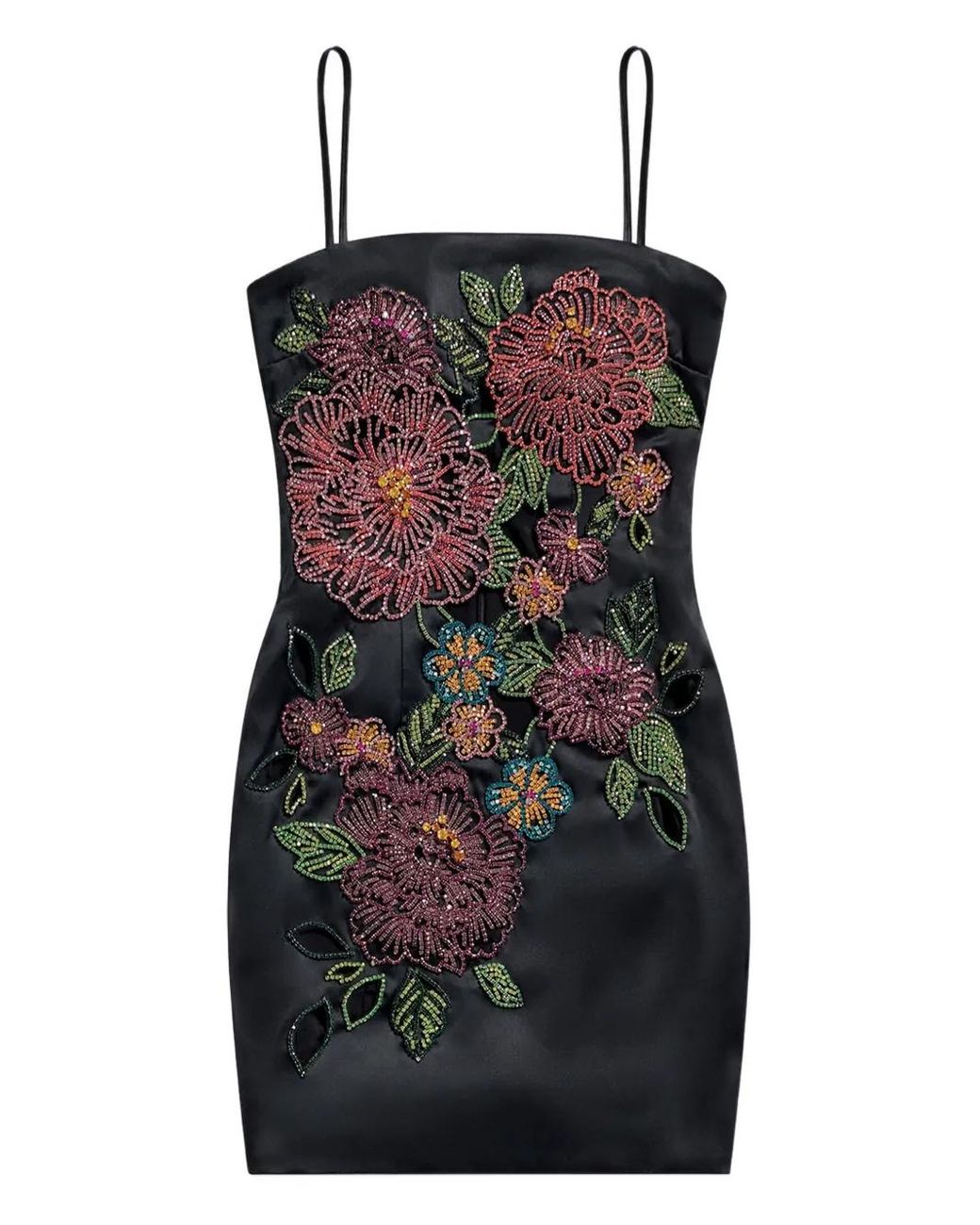 Area Black Embroidered Mini Dress
