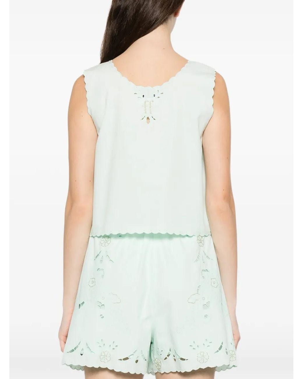 Forte_forte White Floral Scalloped Top
