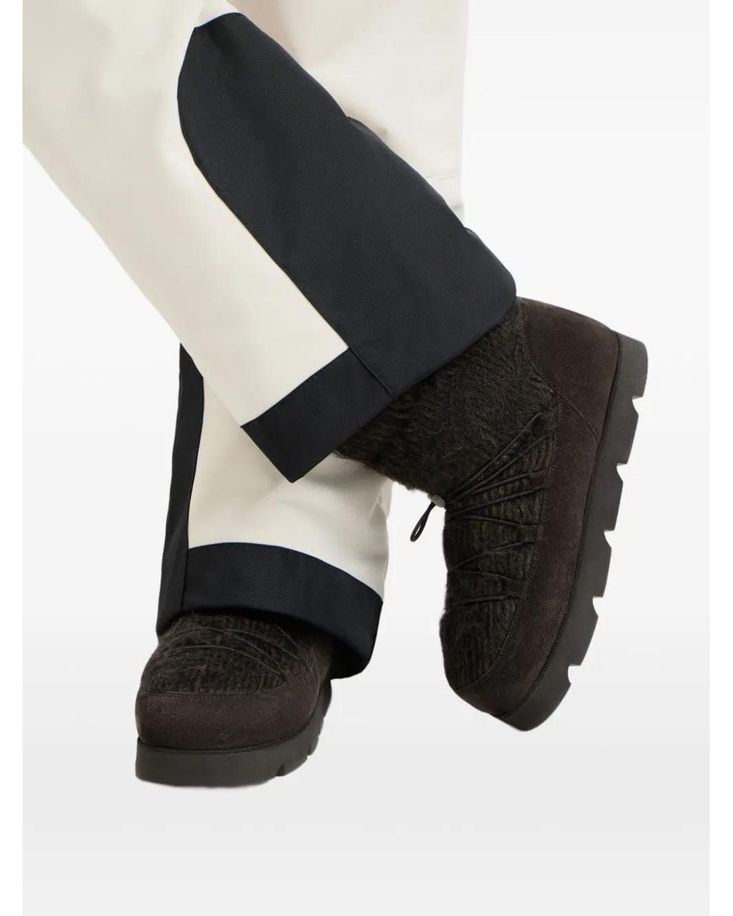 Brunello Cucinelli Black Suede-Panel Ankle Boots