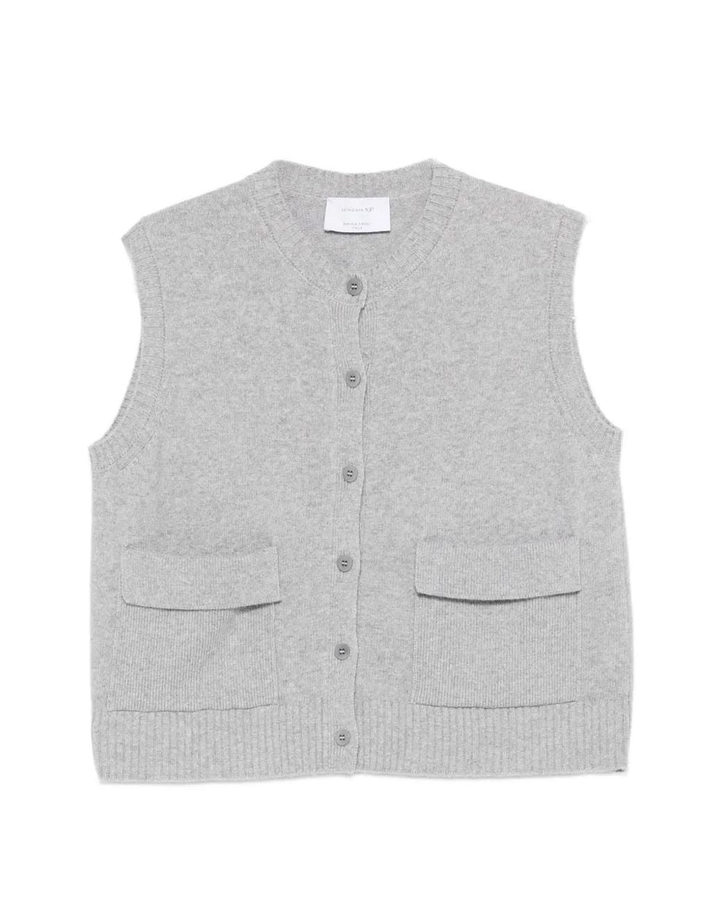 Daniele Fiesoli Gray Cashmere Button-Up Vest