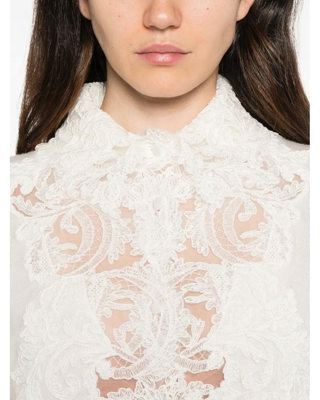 Ermanno Scervino White Lace-Panelled Cardigan