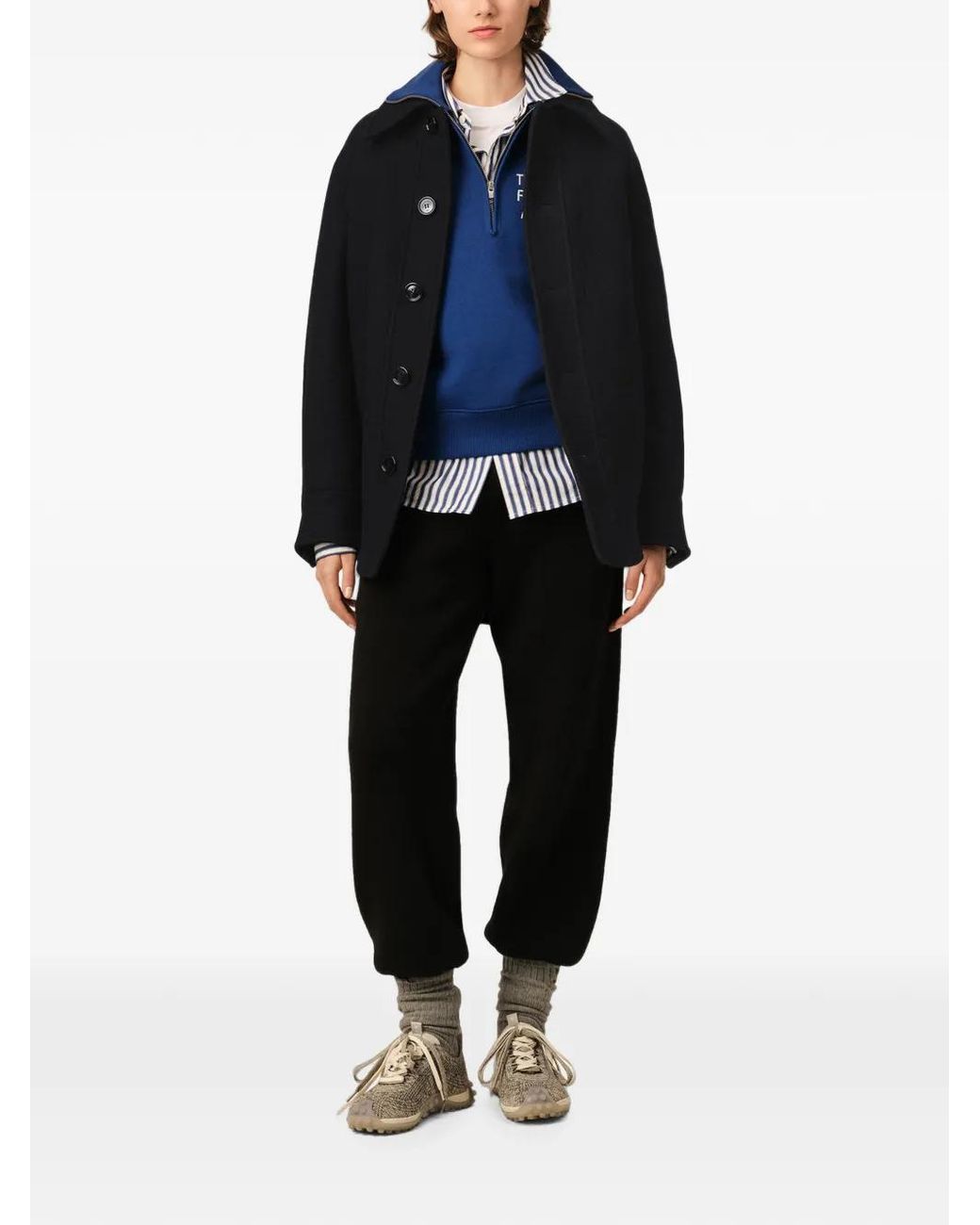 AMI Black Wool Button-Down Jacket