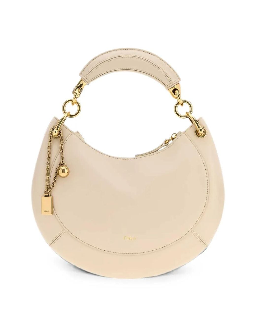 Chloé White Small Banana Leather Tote Bag