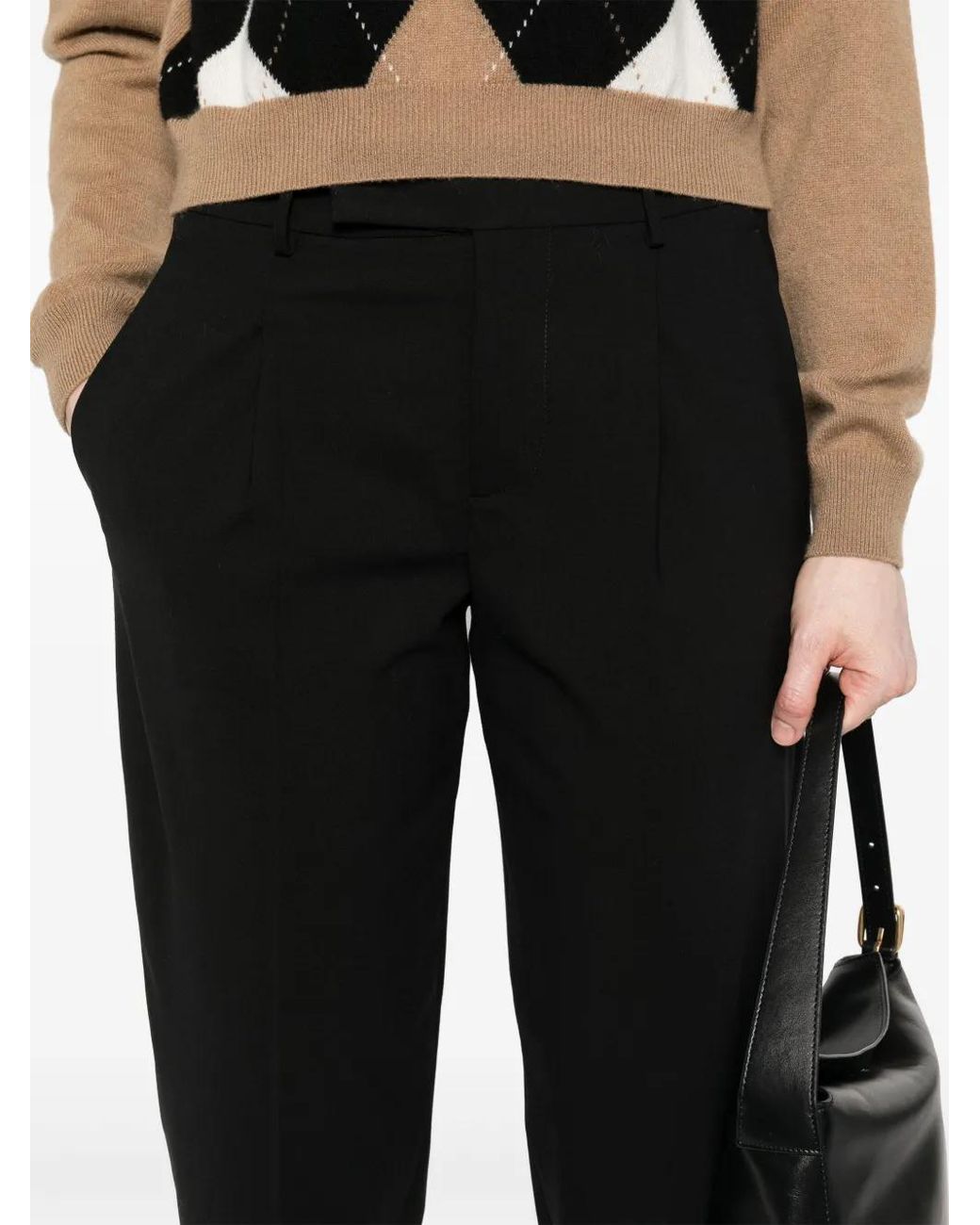 PT Torino Black Crepe Tailored Trousers