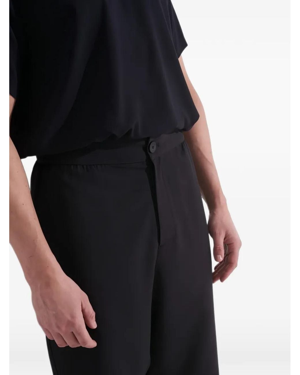 Tessitura Black Tapered Drop-Crotch Trousers for men