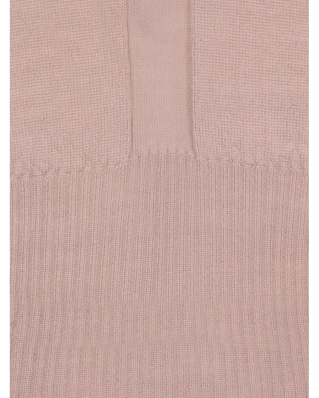 Rick Owens Pink Cut-Out Ribbed-Hem Sweater
